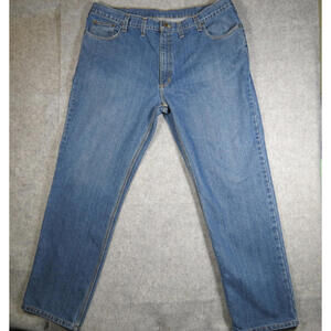 Carhartt Mens Traditional Fit B18 Medium Wash Denim Jeans Size 44x32 (44x31.5)